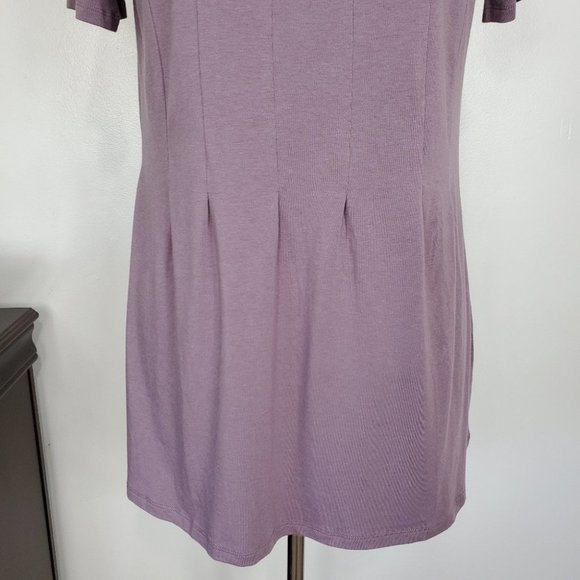 AnyBody Cozy Knit Seamed Tee Faded Plum Cotton Modal Spandex Top NWOT Size M - Picture 3 of 9